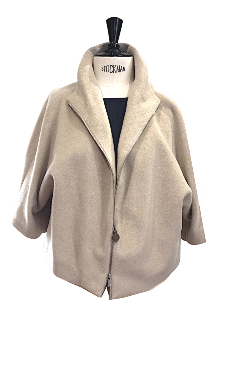 Fabiana Filippi Short Jacket In Wool Blend Knit With Kimono Sleeve